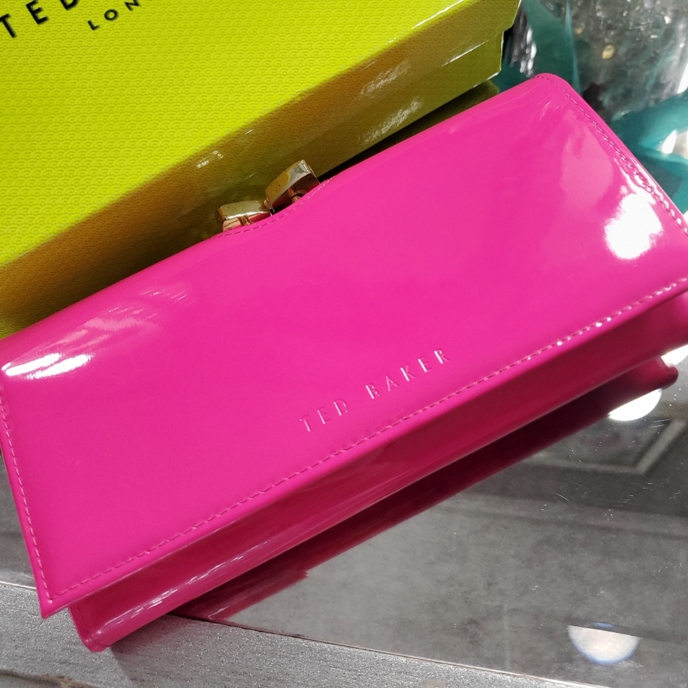Bright Pink Ted Baker Bow Top Martinee Wallet